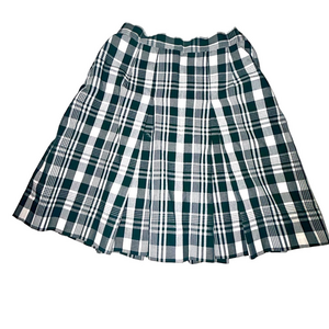 Pleated Green and White Plaid Mini Skirt Private School Uniform